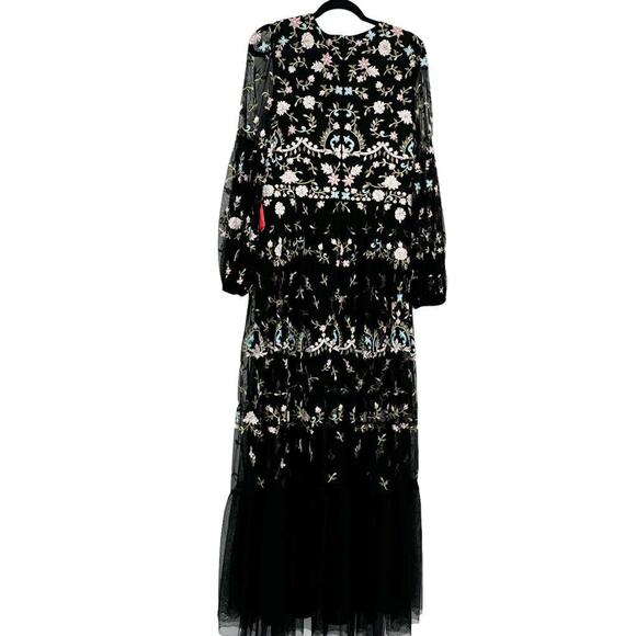 Mac Duggal 35111 Floral Embroidered Embellished Gown Blouson Sleeves Size 18 NWT - Picture 8 of 13